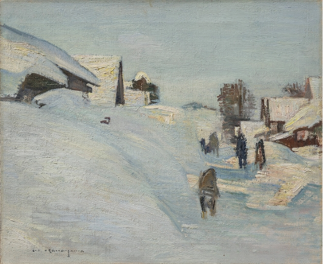 金山平三《二月の大石田》1956-60年頃　油彩:カンヴァス